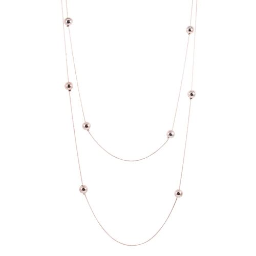 Aura Multi-Row Long Necklace - Rhodium Silver