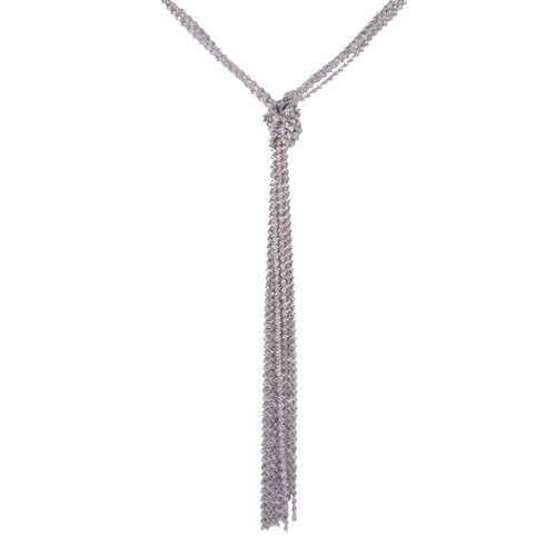 Donna Lariat Necklace - Rhodium Silver & Rose Gold