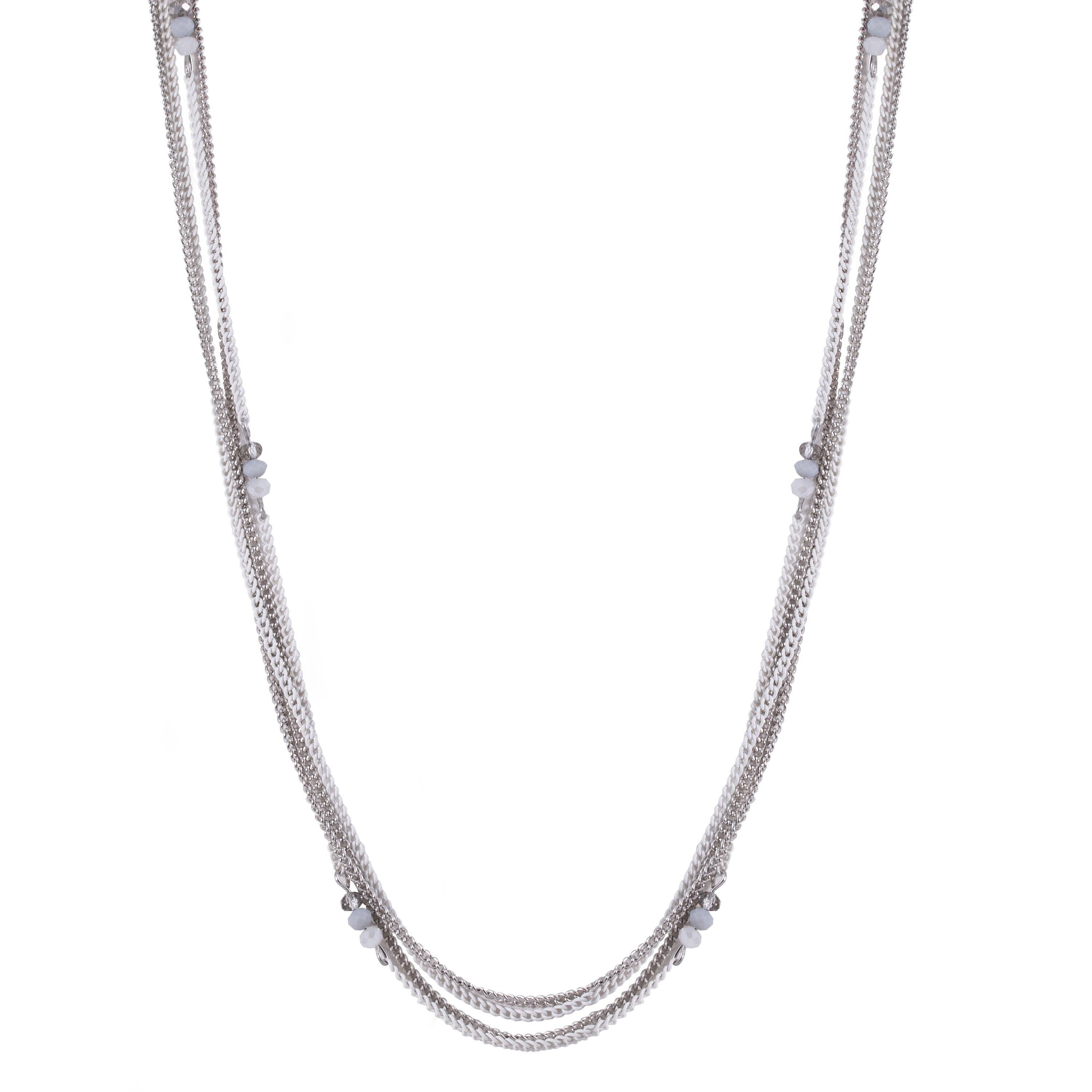 Sautoir multi-rangs en argent rhodié et cristaux Ariana