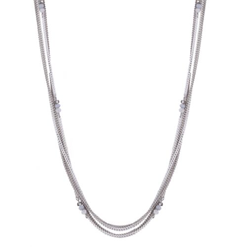 Ariana Rhodium Silver & Crystal Multi-Row Long Necklace