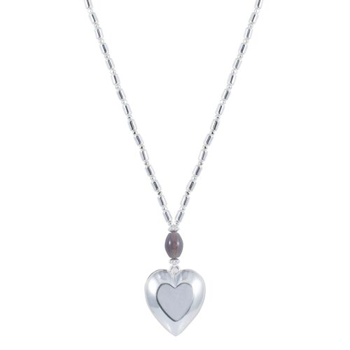 Gaia Silver & Semi-Precious Stone Heart Long Beaded