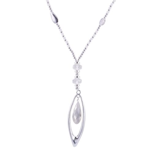 Zaha Silver & Crystal Long Necklace
