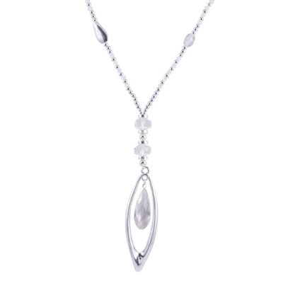 Zaha Silver & Crystal Long Necklace
