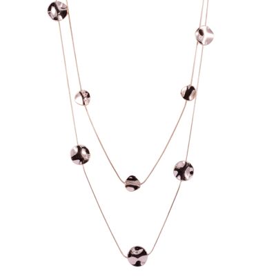 Zaha Multi-Row Long Necklace - Rhodium Silver