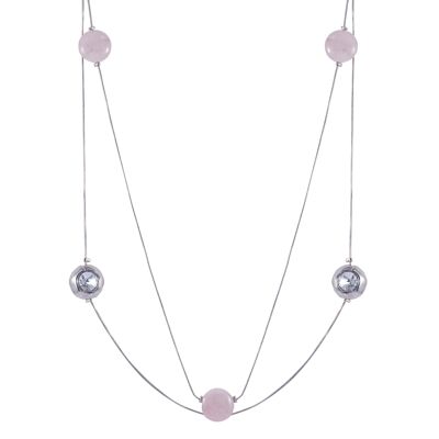 Collana lunga multifilare in argento e pietre semipreziose Gaia DN2132A