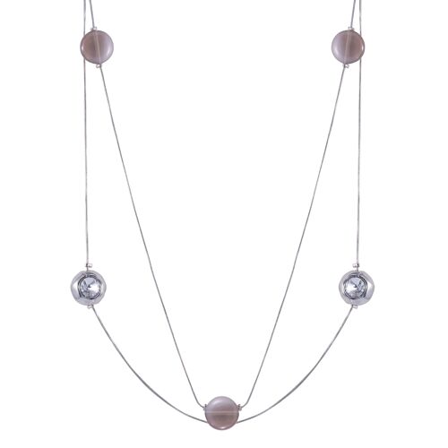 Gaia Silver & Semi-Precious Stone Multi-Row Long Necklace DN2132C