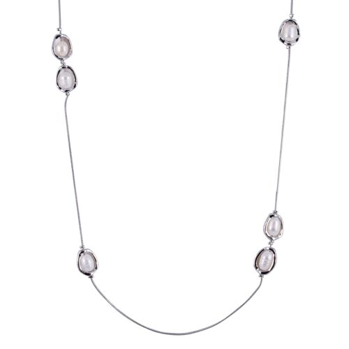 Audrey Rhodium Silver & Fresh Water Pearls Necklace