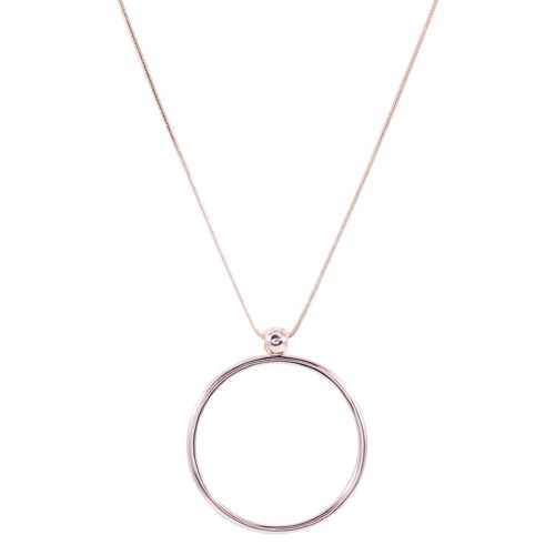 Geo Long Pendant Necklace - Rhodium Silver