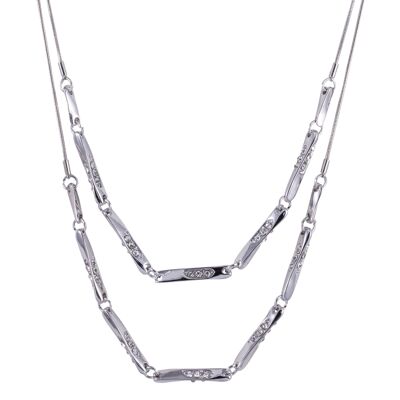 Kylie Rhodium Silber & Kristall mehrreihige kurze Halskette