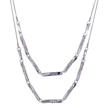 Collier court multi-rangs en argent rhodié et cristaux Kylie