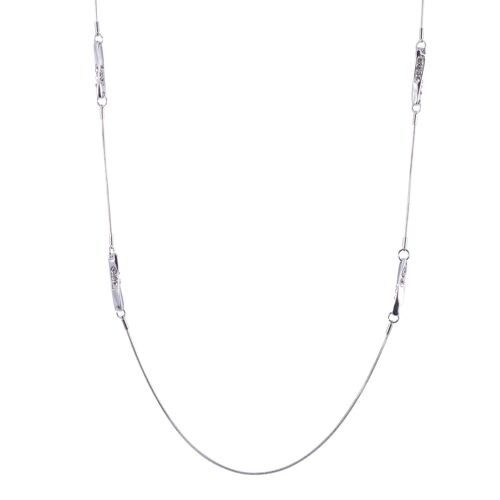 Kylie Rhodium Silver & Crystal Long Necklace