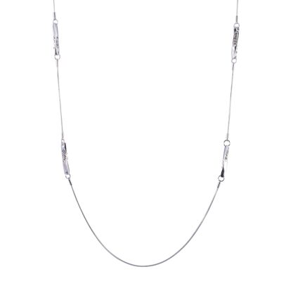 Kylie Rhodium Silver & Crystal Long Necklace