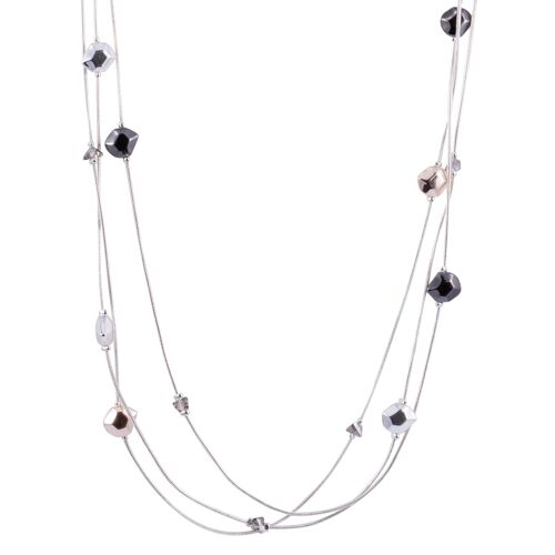 Zaha & Crystal Multi-Row Long Necklace