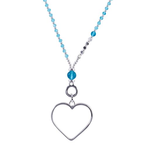 Asteria Crystal Heart Contemporary T-Bar Necklace DN2168
