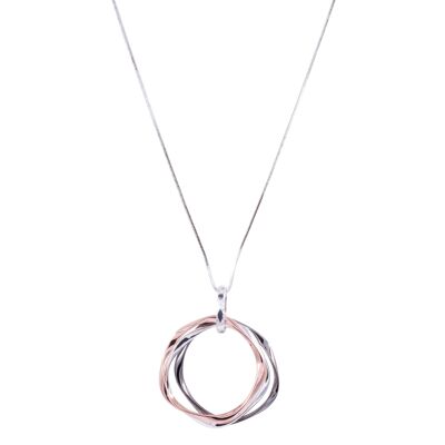 Collana lunga con ciondolo Zaha in oro rosa e argento rodiato