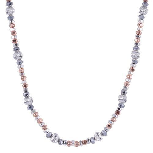 Asteria Silver Rose Gold & Hematite Crystal Beaded