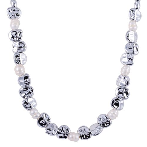 Audrey Rhodium Silver & Fresh Water Pearls Beaded