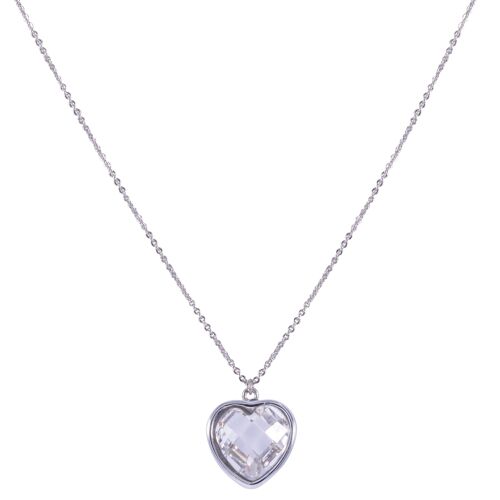 Keira White Gold Plated & Clear Crystal Heart Pendant