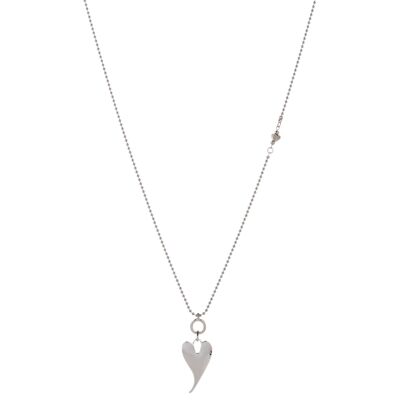 Sweetheart Rhodium Silver Abstract Heart Long Necklace