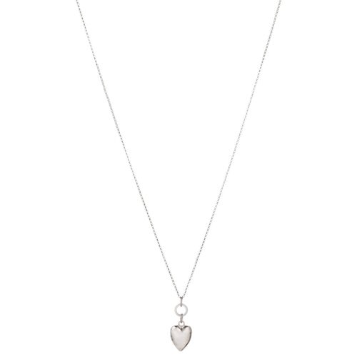 Sweetheart Rhodium Silver Heart Long Necklace