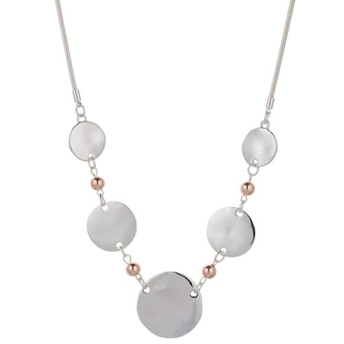 Geo Silver & Rose Gold Short Necklace