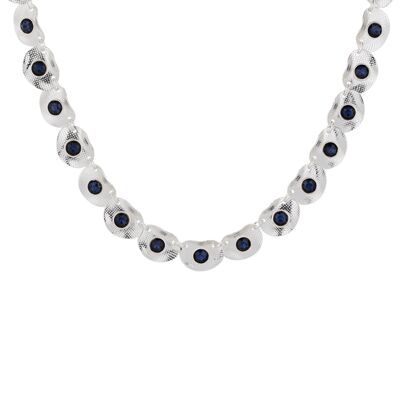 Olori Kurze Halskette aus Silber und blauen Kristallen