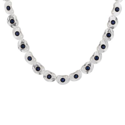 Collier Court Argent & Cristal Bleu Olori