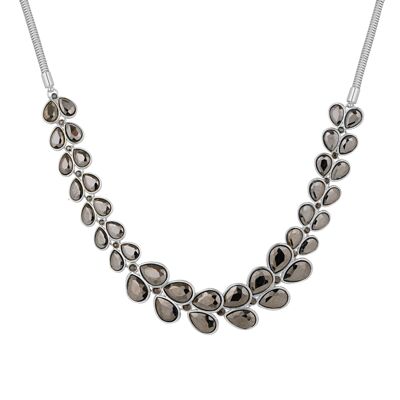 Cora Silver & Hematie Crystal Short Necklace