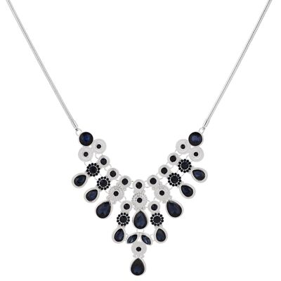 Collier en argent et cristaux bleus Rani