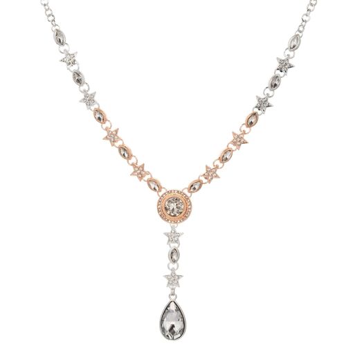 Elizabeth Silver & Rose Gold Crystal Star Necklace
