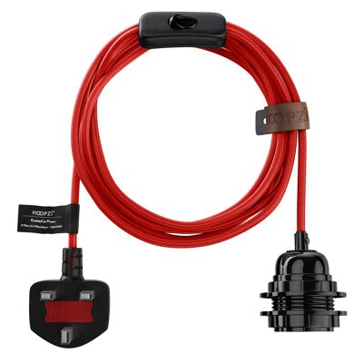 Bala Couleurs - Cable eléctrico de tela - Luminaria de 14.9 pies - Rojo