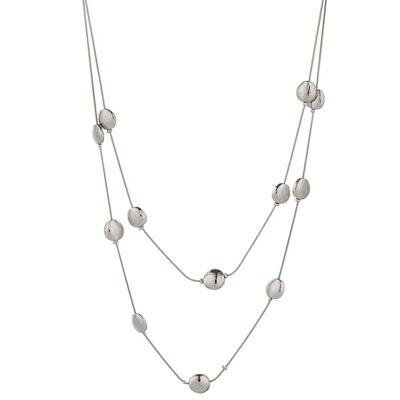 Collier court contemporain multi-rangs en argent rhodié Geo