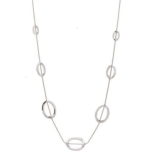 Geo Rhodium Silver Geometric & Contemporary Long Necklace
