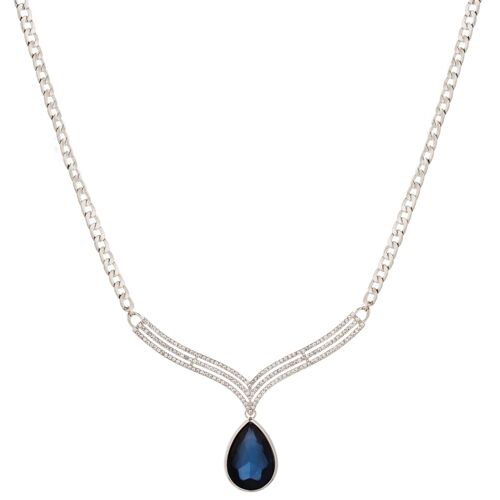 Diana Silver Blue & Clear Crystal Classic Statement