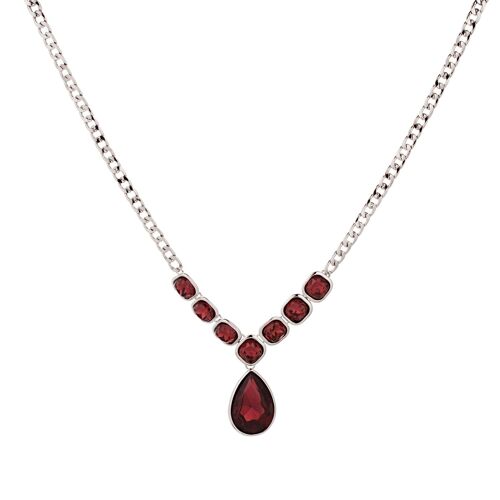 Diana Silver & Burgundy Crystal Classic Geometrical