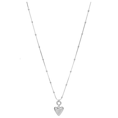 Collar largo de cadena de cuentas con colgante de corazón de amor DN2296A