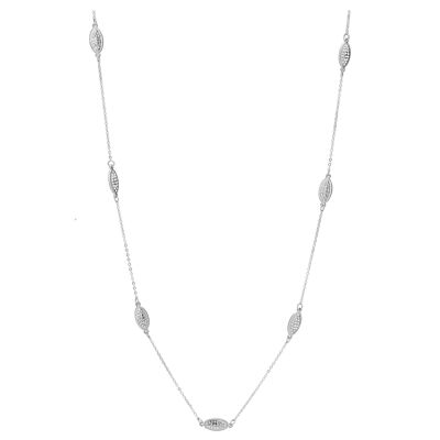 Kylie Silver and Crystal Long Necklace