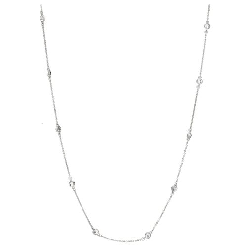 Kylie Silver and Crystal Beads Long Necklace