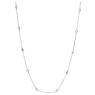 Kylie Silver and Crystal Beads Long Necklace
