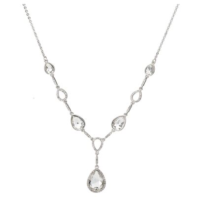 Kurze Halskette „Kylie“ aus Silber und tropfenklarem Kristall