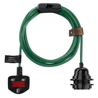 Cable eléctrico de tela Bala - Luminaria de 14.9 pies - VERDE