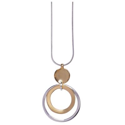 Collana lunga geometrica contemporanea in oro e argento Geo