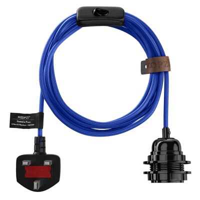Bala Couleurs - Cable eléctrico de tela - Luminaria de 14.9 pies - Azul real