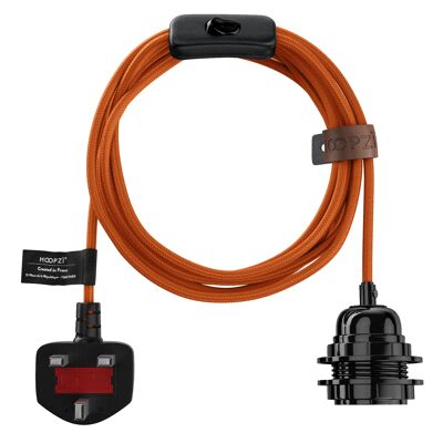 Bala Couleurs - Cable eléctrico de tela - Luminaria de 14.9 pies - Naranja