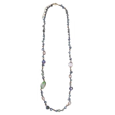 Venus Semi-Precious Stones Clear Crystals Natural Necklace DN2425C