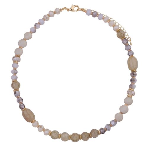 Venus Semi-Precious Stones Clear Crystals Short Necklace DN2429A