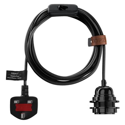 Bala Couleurs - Cable eléctrico de tela - Iluminación 14.9FT - negro carbón