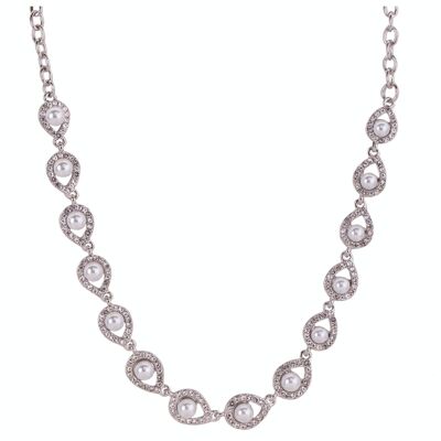 Collana corta Audrey in argento rodiato color crema trasparente