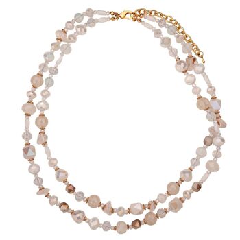 Collier Venus Or Pierre Semi-Précieuse et Cristal Naturel DN2453E