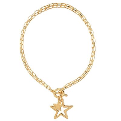 Collar de eslabones de cadena de estrella de oro eterno DN2462K